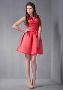 Customize Rojo óxido Mini-length Escote Redondo Vestidos De Dama De Honor Under 100