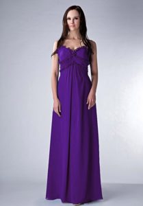 Popular Púrpura Corte Imperial Tirantes Paseo Vestido Chifón Hasta El Suelo