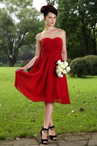 Rojo Corte Imperial Dulceheart Knee-length Chifón Ruch Paseo Vestido