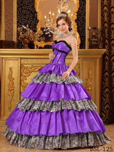 Popular Vestido De Fiesta Dulceheart Hasta El Suelo Tafetán Volantes Púrpura Vestido De Quinceañera