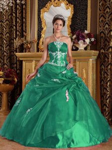 Verde Vestido De Fiesta Estrapless Hasta El Suelo Organdí Y Satén Vestido De Quinceañera