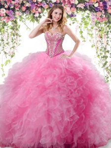 El amor color de rosa rosado atan para arriba el rebordear y los vestidos de quinceañera de las colmenas sin mangas