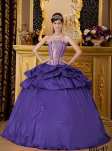 Púrpura Oscuro Vestido De Fiesta Estrapless Hasta El Suelo Tafetán Vestido De Quinceañera