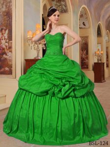 Verde Vestido De Fiesta Dulceheart Hasta El Suelo Tafetán Bordado Vestido De Quinceañera