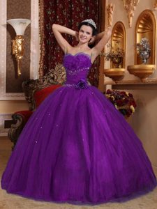 Púrpura Vestido De Fiesta Dulceheart Hasta El Suelo Tul Bordado Vestido De Quinceañera
