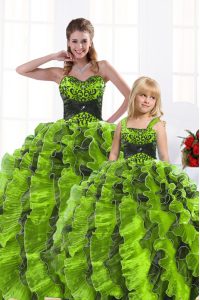 Descuento vestidos de baile quinceañera vestido verde oliva organza sin mangas piso longitud hasta