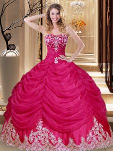 Adorable pick ups de longitud de piso rosa caliente quinceanera vestidos de encaje sin mangas de amor hasta